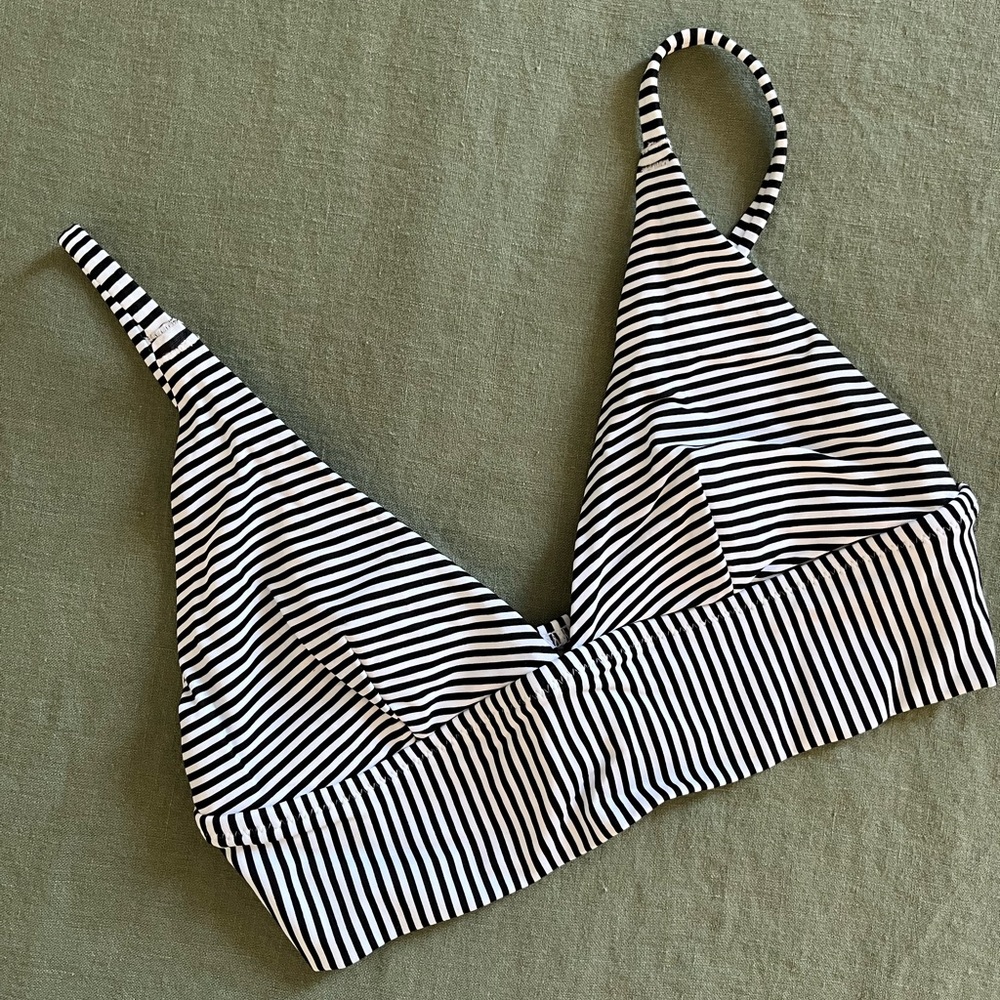 Aerie | Black and White Striped Bikini Top